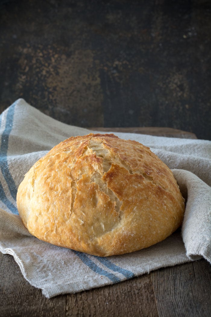 No-knead Crusty Bread on a cloth