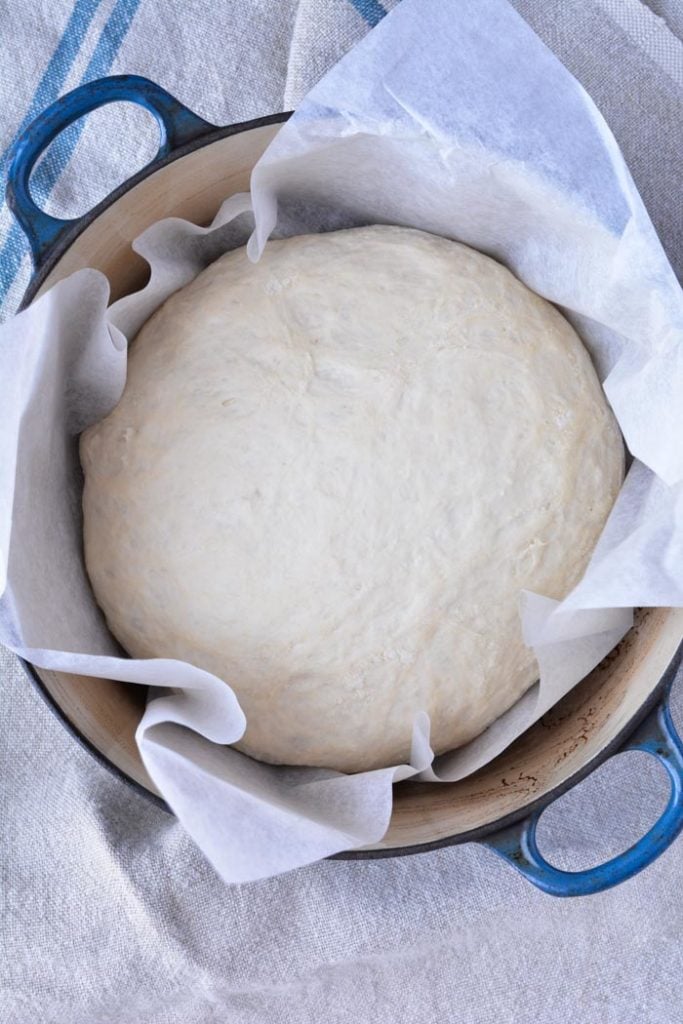 No-knead Crusty Bread No-knead Crusty Bread dough in a dutch oven