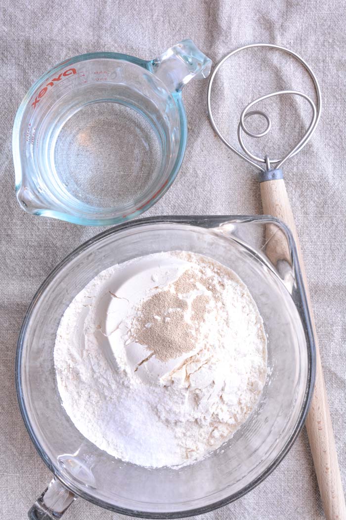 No knead crusty bread No knead crusty bread ingredients in a bowl