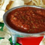 salsa in bowl with tortilla chips