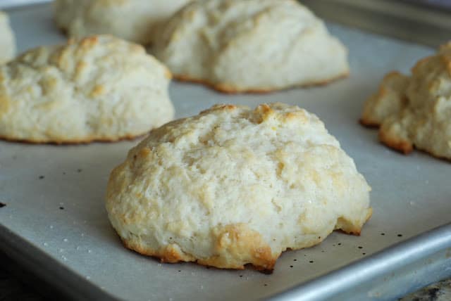 golden baked shortbread biscuit on baking sheet lined with parchment