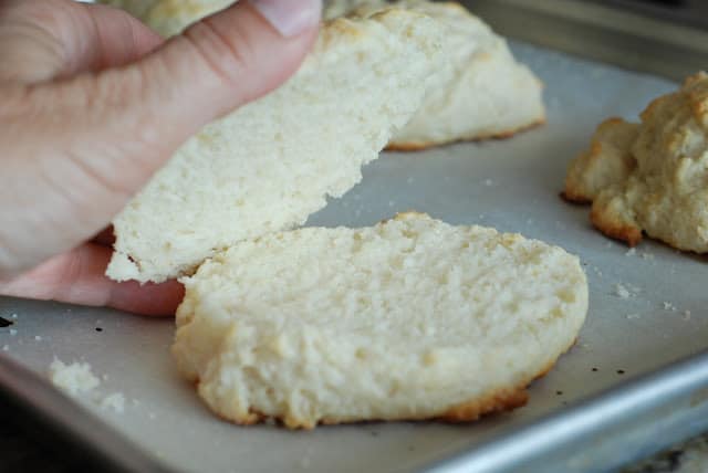 shortcake biscuit cut in half horizontally