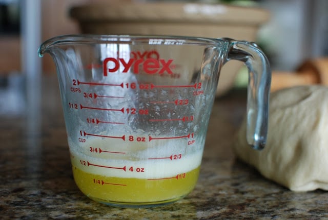 melted butter in measuring cup