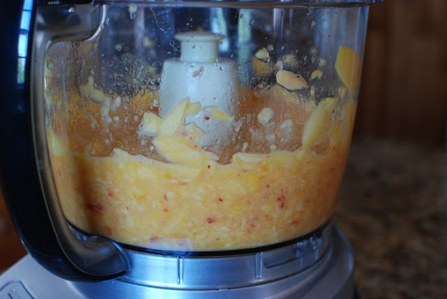 processed peaches in food processor
