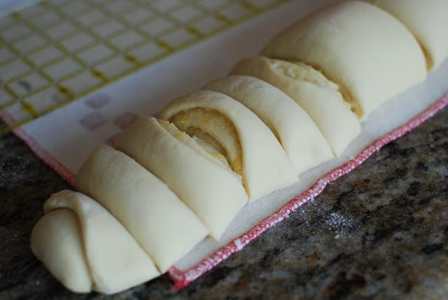 1-inch slices of rolled dough