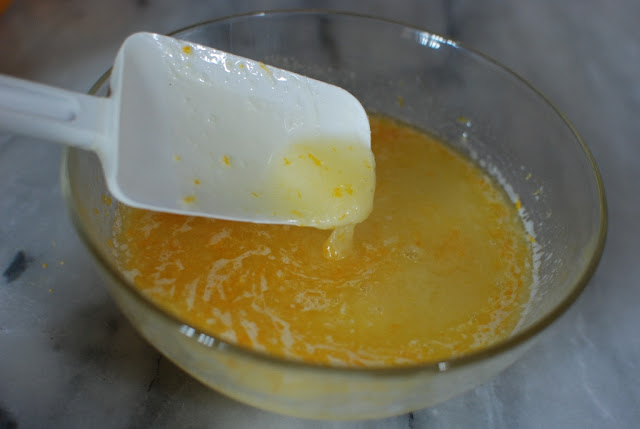 Orange sugar mixture in bowl