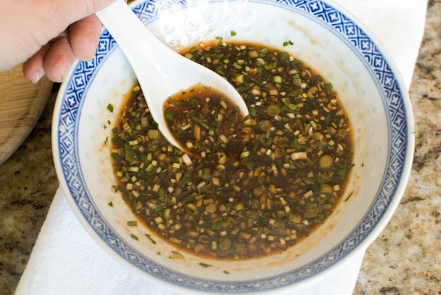 bowl of potsticker dipping sauce