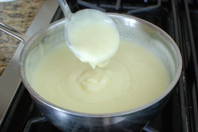 Thicken custard in saucepan