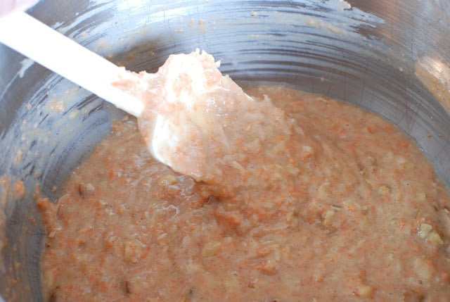 carrot cake batter in bowl