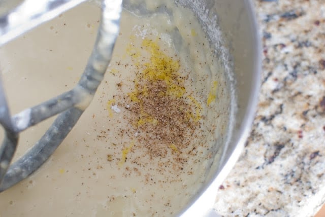 Nutmeg and lemon zest added to donut dough mixture