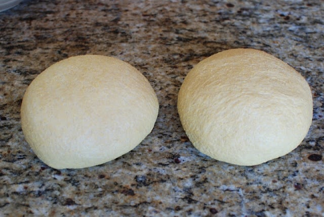 bread dough divided in half