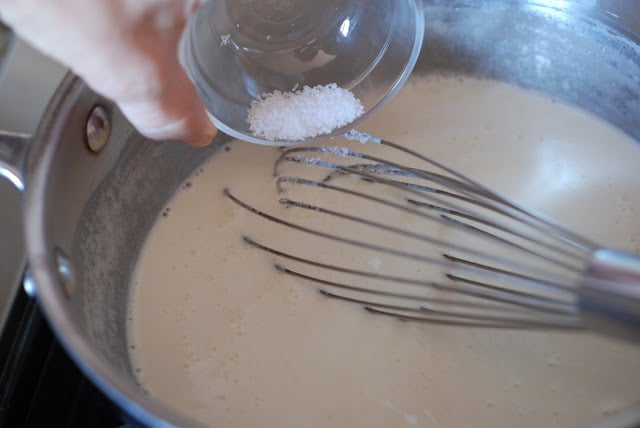 salt in a small bowl over cream mixture and wire wisk