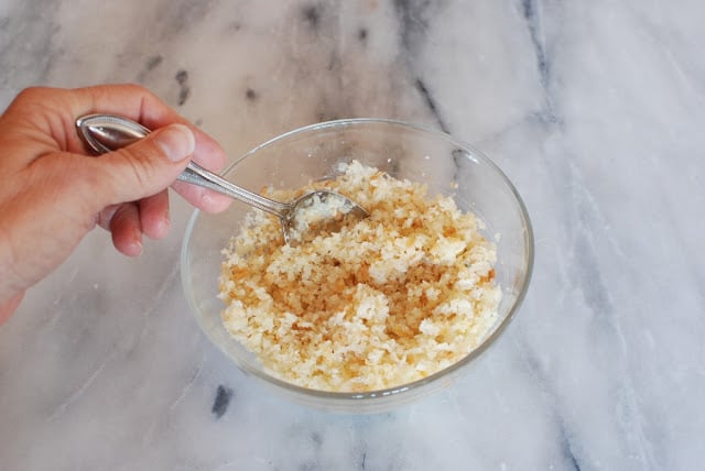 Bread crumbs in a small bowl