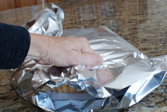 pecan tart wrapped in foil