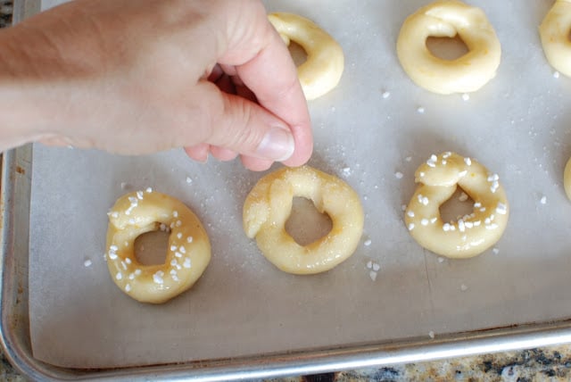 Berlinerkranser cookie sprinkled with pearl sugar