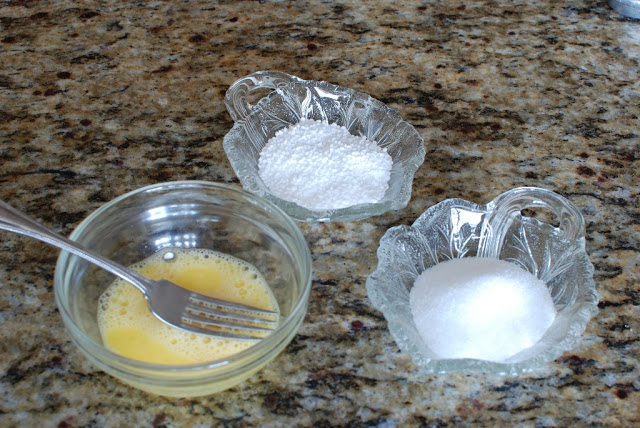 beaten egg, pear sugar, granulated sugar