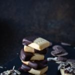 stacked chocolate dipped shortbread cookies