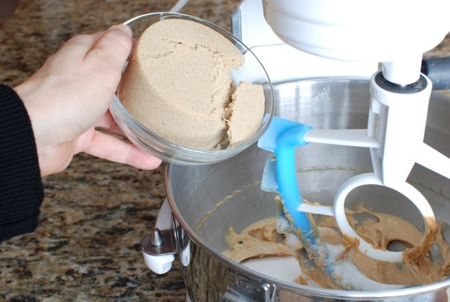 Brown sugar added to butter mixture