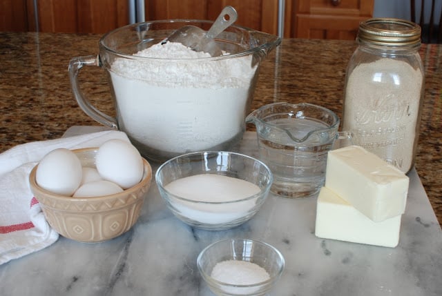 Measured ingredients for butterflake rolls