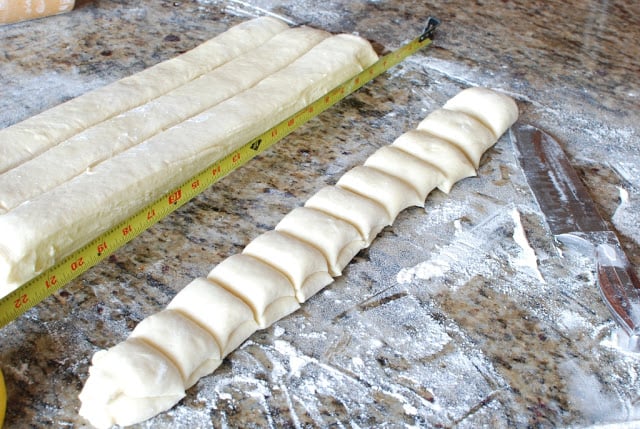 12 pieces of cut dough.