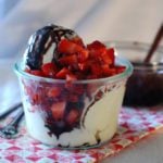 ice cream and strawberries in a bowl