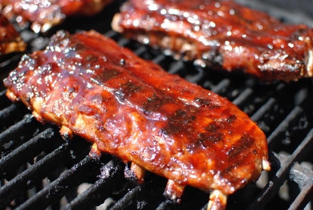 Grill marks on ribs that have been glazed