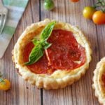 Small round pastry with ricotta and fresh tomato