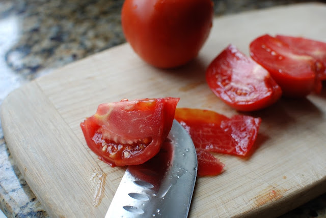 quartered tomatoes skinned