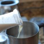 milk pouring into pan