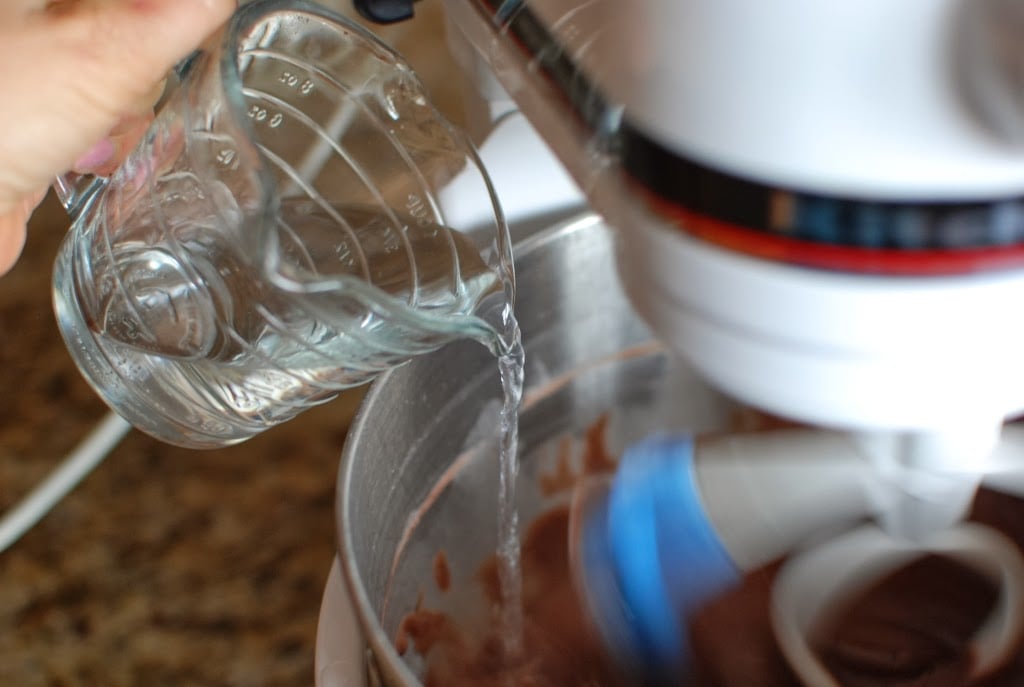 boiling water added to cake batter