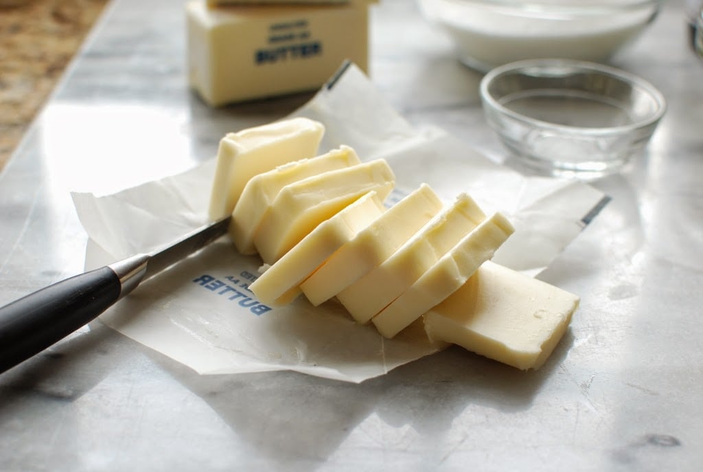 cube of butter cut into 8 slices