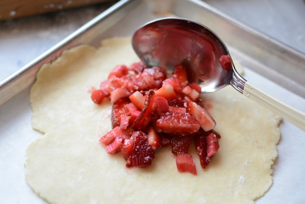 fruit on pie dough