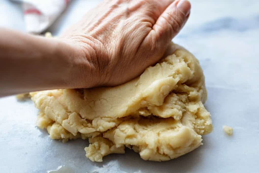 kneading cookie dough