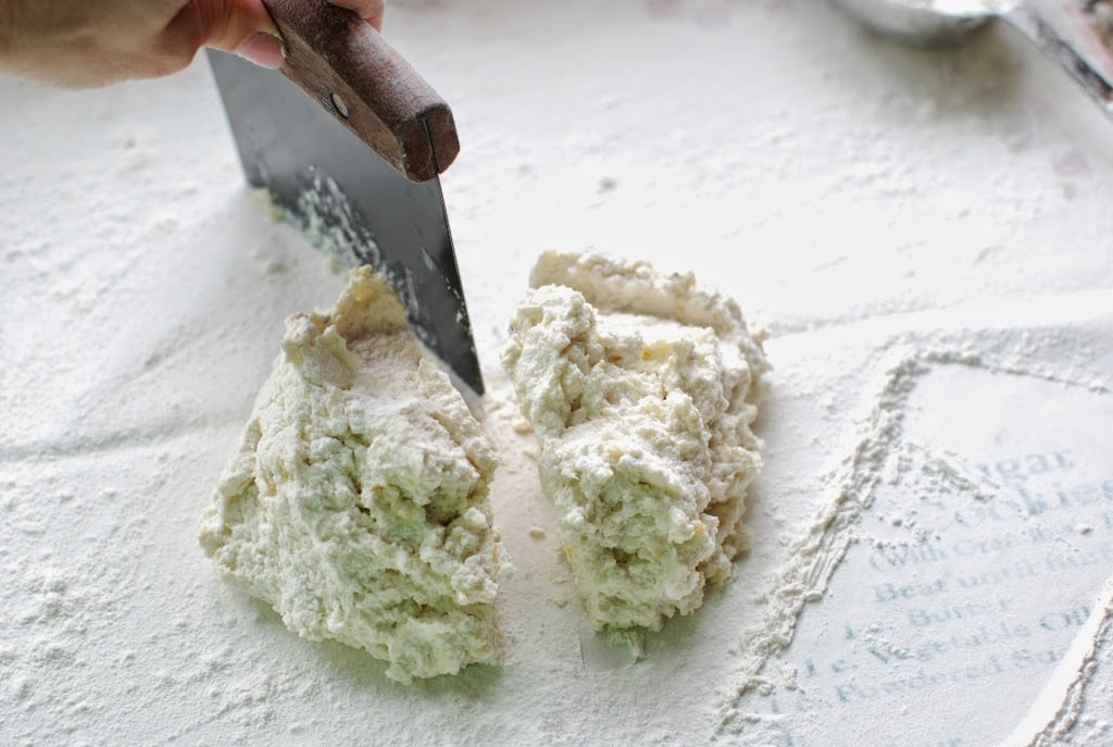 ricotta gnocchi dough cut in half