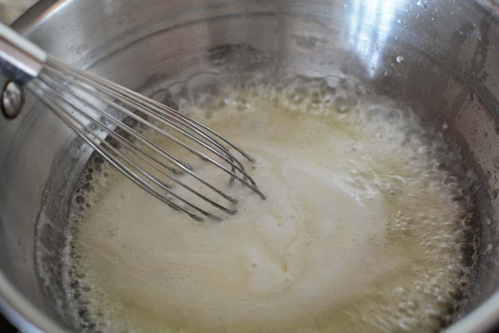 Butter sugar mixture boiling