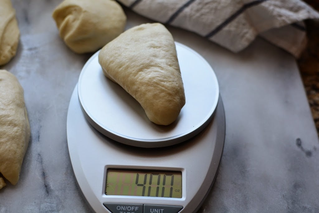 dough portion on scale