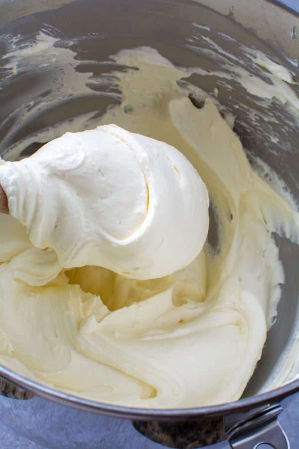 mascarpone icing on a spatula