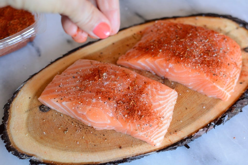 season salmon on cedar planks