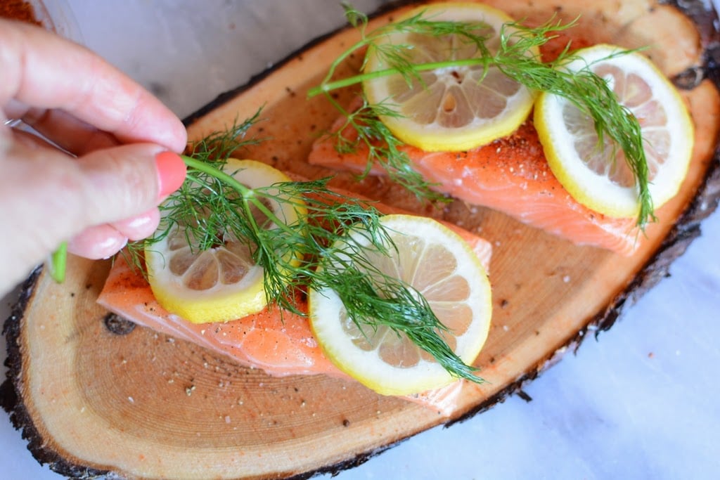 Cedar Plank Salmon with Lemon and Dill