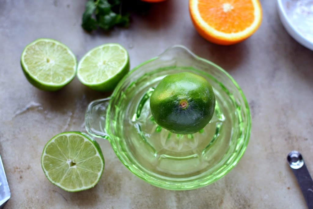 fresh lime on juicer