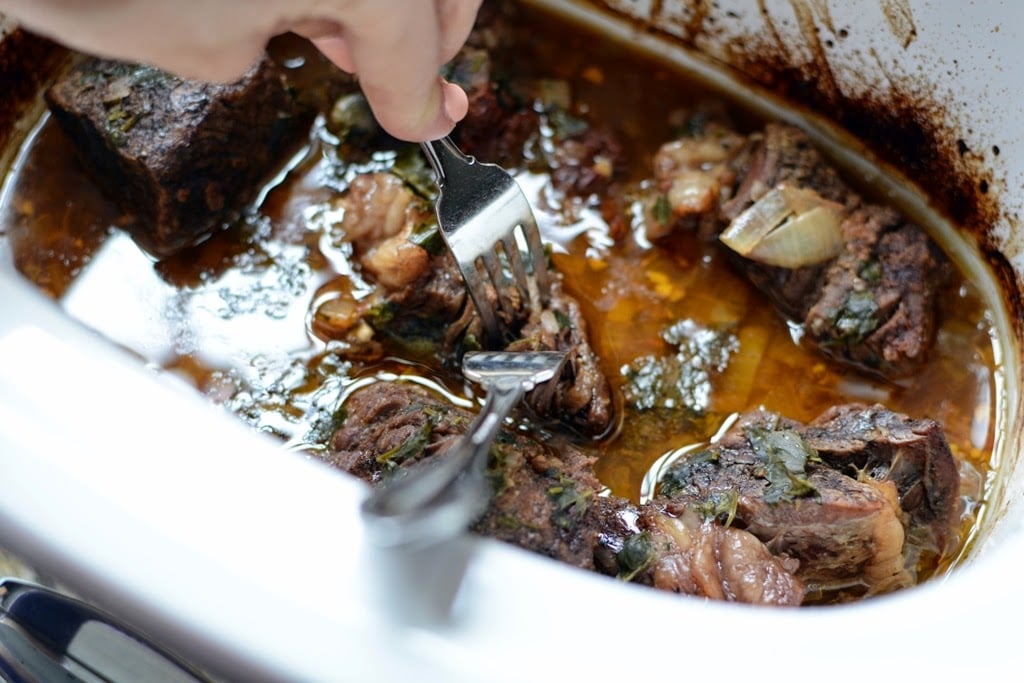 cooked beef shredded with forks