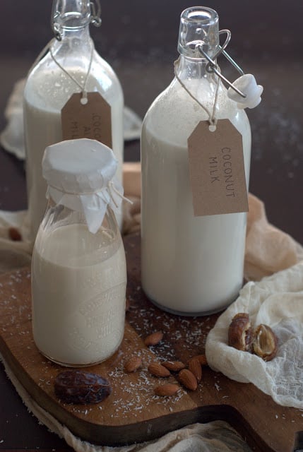 jars of coconut milk with tags