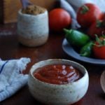 ketchup in bowl with tomatoes and peppers