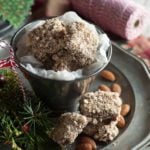 English Toffee and almonds on plate