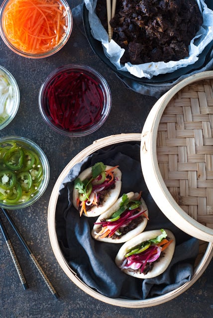 beef cheek buns in steamer