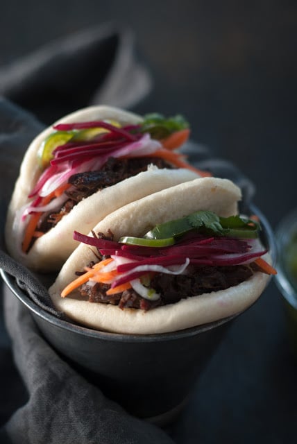 Steamed Banh Mi with beef cheeks and pickled veggies