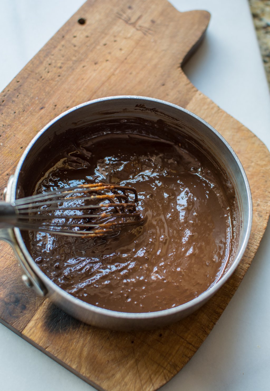 saucepan with melted chocolate