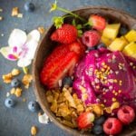 smoothie fresh berries and fruit in bowl