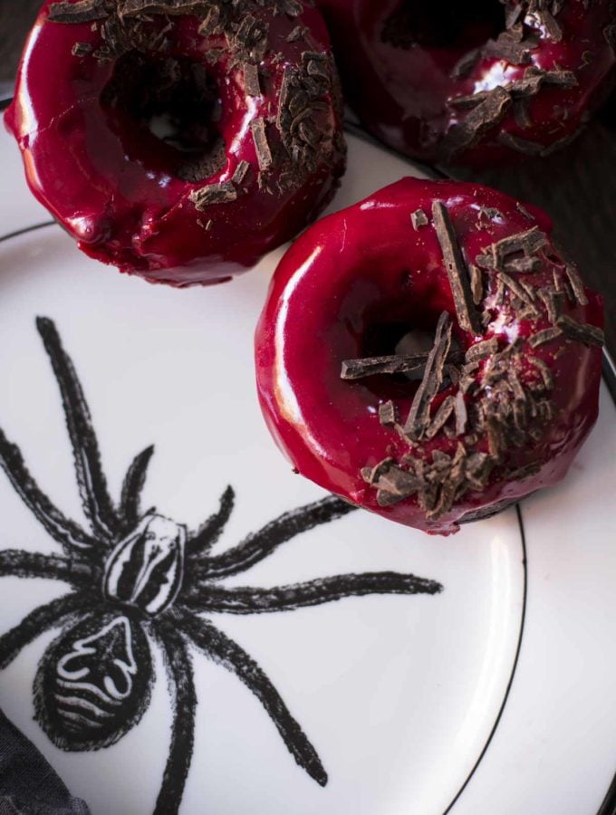 Chocolate Baked Doughnuts with Beet Blood Glaze