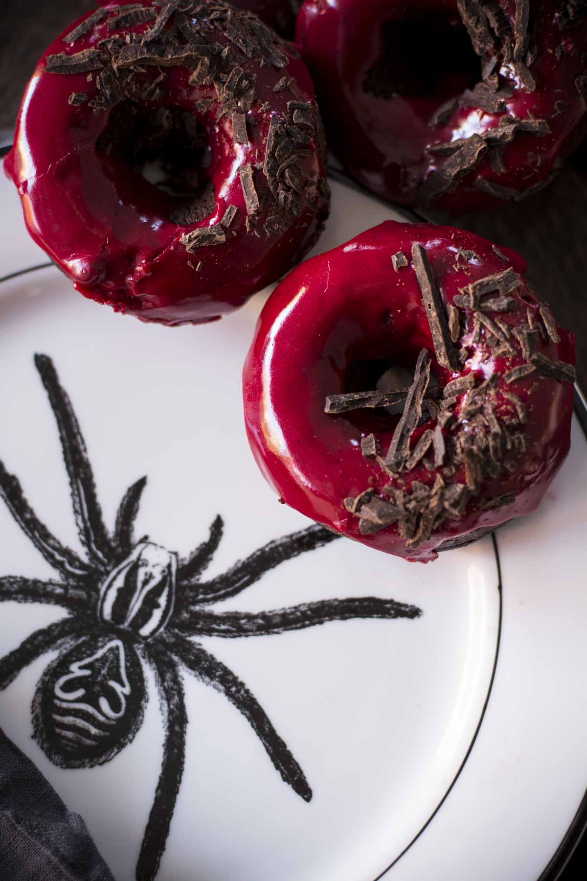 Chocolate Baked Doughnuts with Beet Blood Glaze